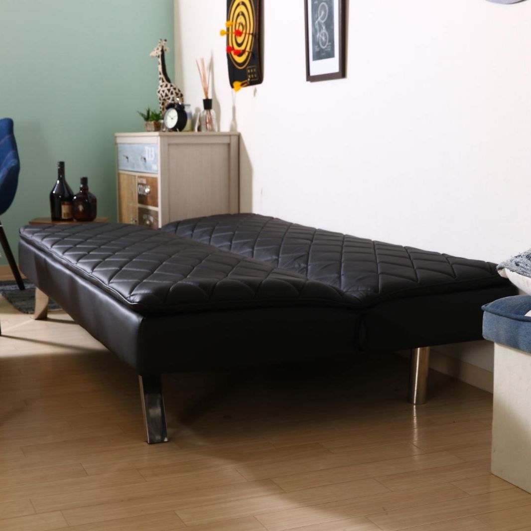 ♪２人掛 レザー調 ロー ソファベッド 幅180cm ソファ 簡易ベッド 来客用 ソフトレザー 1人暮らし ワンルーム