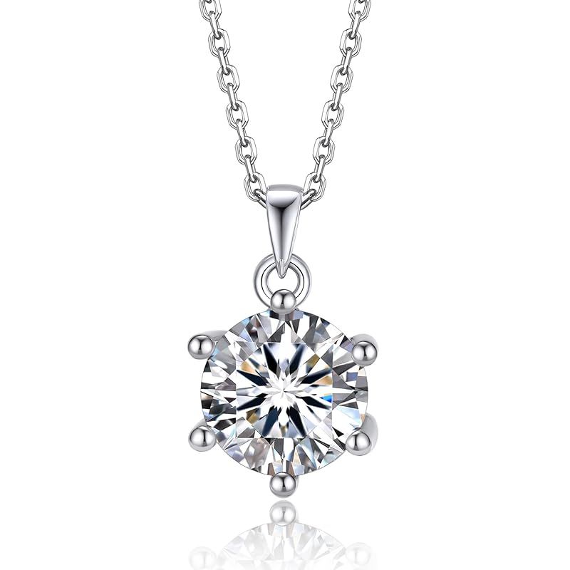 MomentWish 雪の結晶 ネックレス 1-2 カラット モアッサナイト ネックレス レディース シルバー925 ネックレス プレゼント人気ブランド 誕生日 記念日 プレゼント 長40cm＋ペンダント5cm 華奢ギフトボックス付け