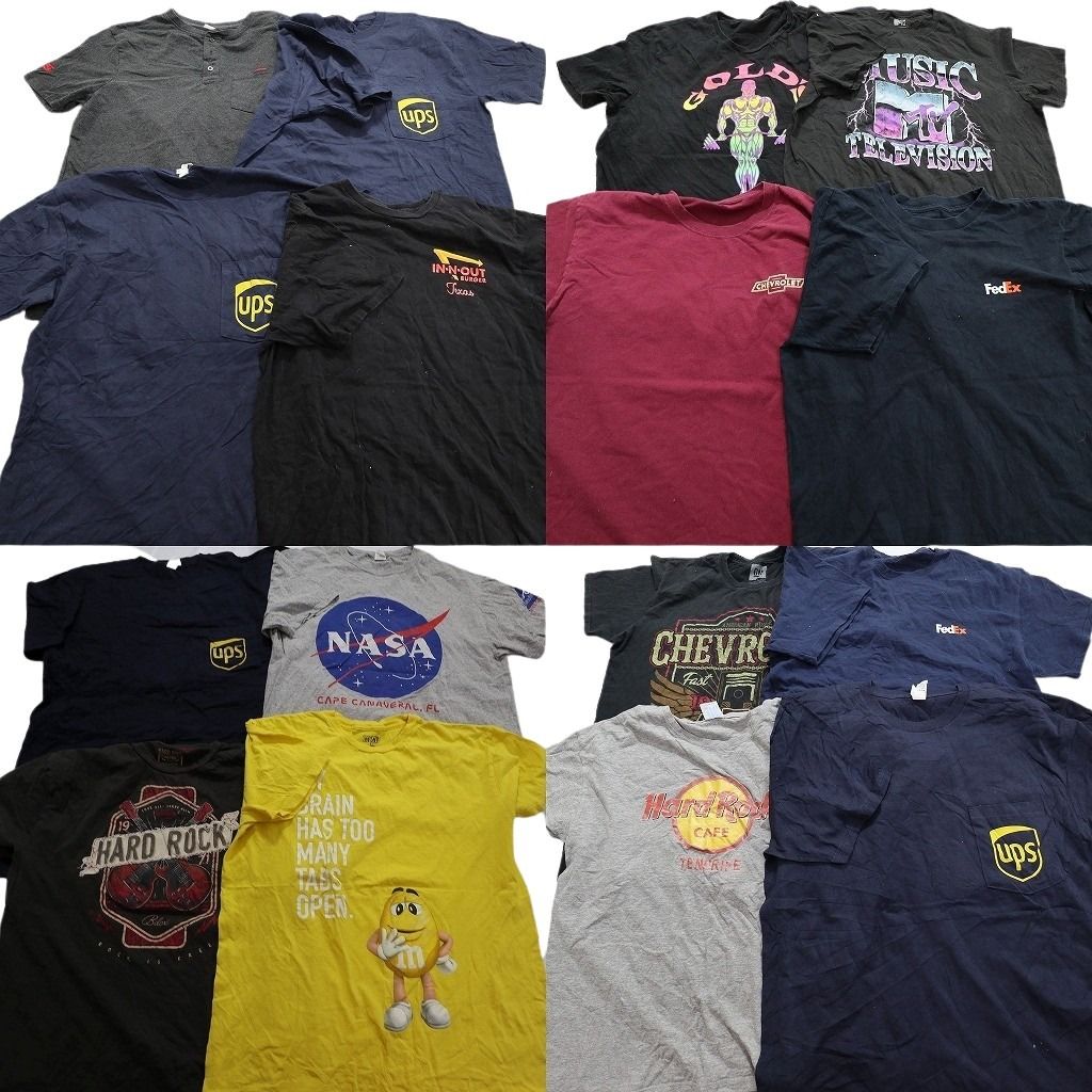 古着卸 有名企業 半袖Tシャツ 16枚セット メンズ L MTV ハードロックカフェ ゴールドジム NASA 古着 NA2738