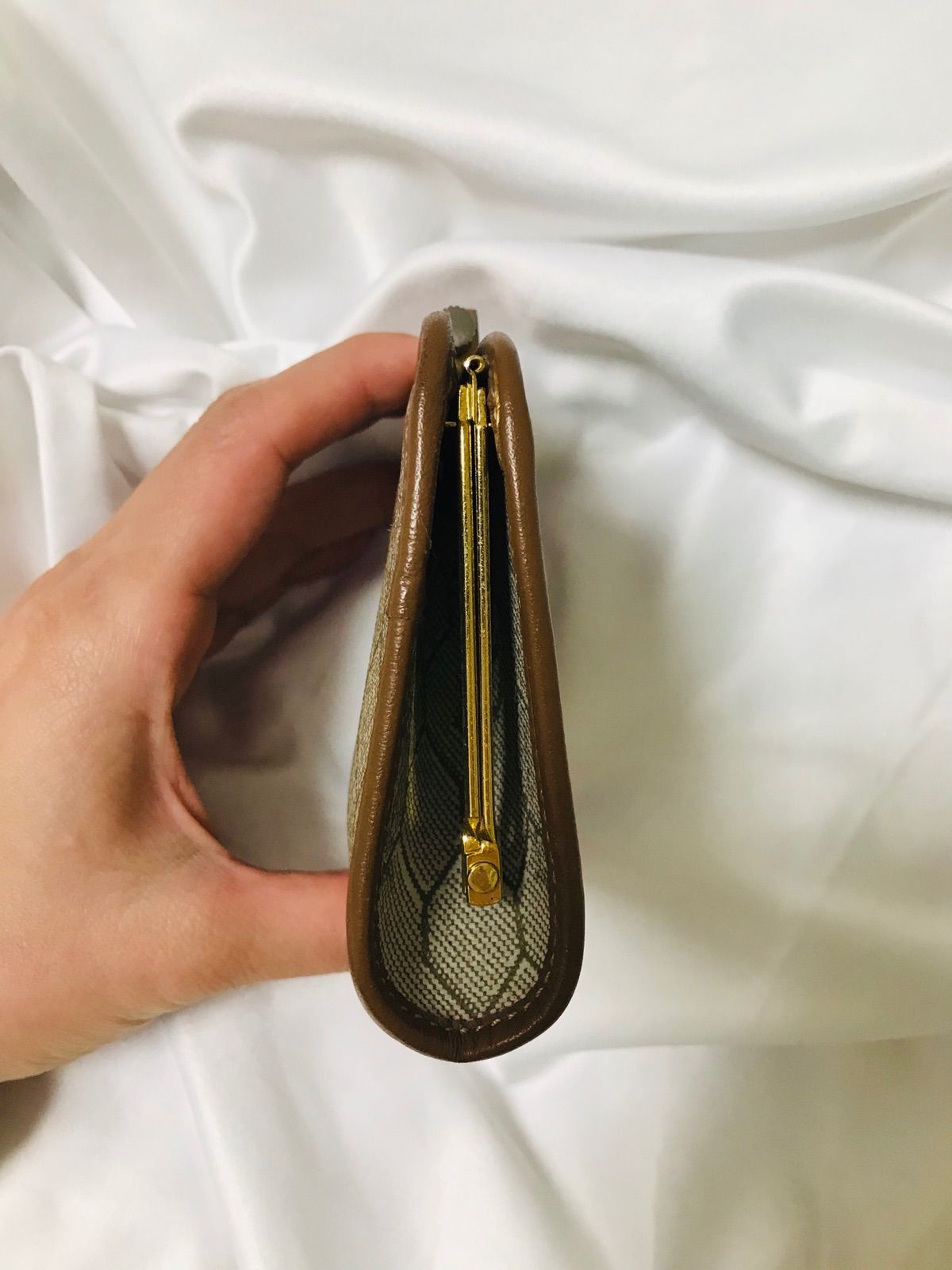 新品同様 ＊ クリスチャンディオール ハニカム がま口 コインケース ベージュ Dior クリスチャン ディオール ハニカム柄 がま口 小銭入れ ベージュ