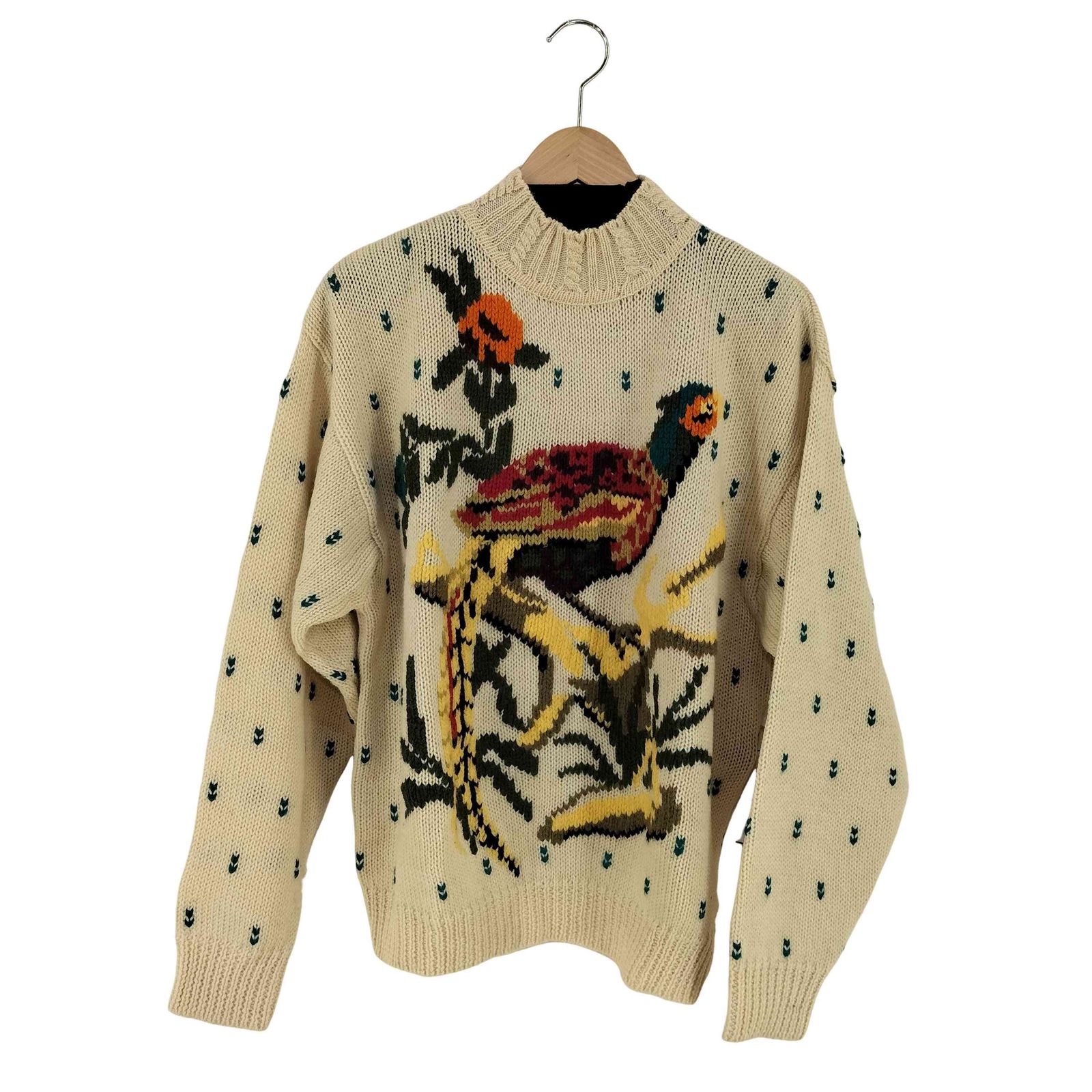 ノーティカ NAUTICA 90s MADE IN HONG KONG 雉 デザイン モックネックウールニット バーズアイ メンズ import：M 