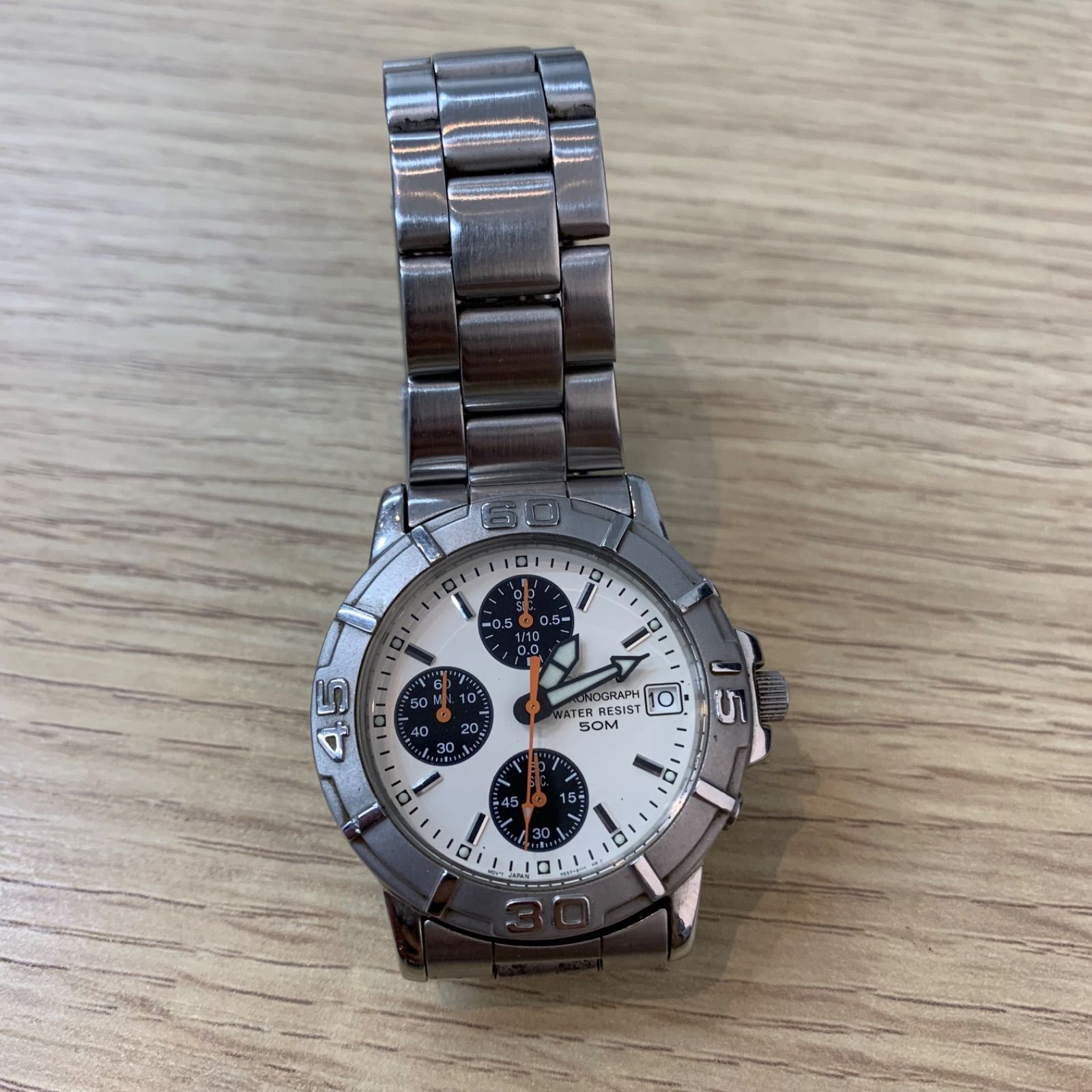 ✨可動品✨SEIKO V657-8060 クロノグラフ デイト アイボリー 動作未確認】【美品】SEIKO V657-8060 クロノグラフ デイト