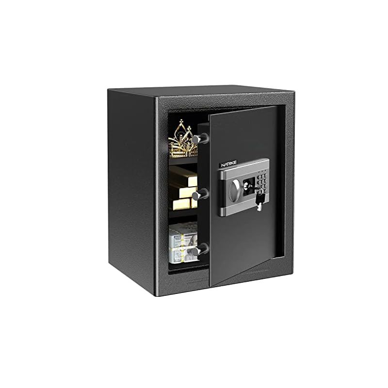 NATRKE 金庫 家庭用金庫 テンキー式 電子金庫 防犯金庫 緊急キー付き