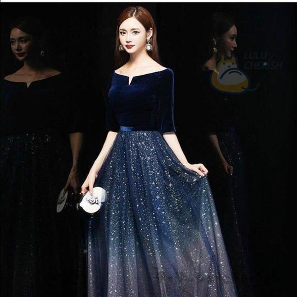 ロングドレス 演奏会 結婚式 ドレス 袖あり マキシ丈 aライン パーティードレス ピアノ 発表会 二次会 ウェディング 花嫁 上品 大人