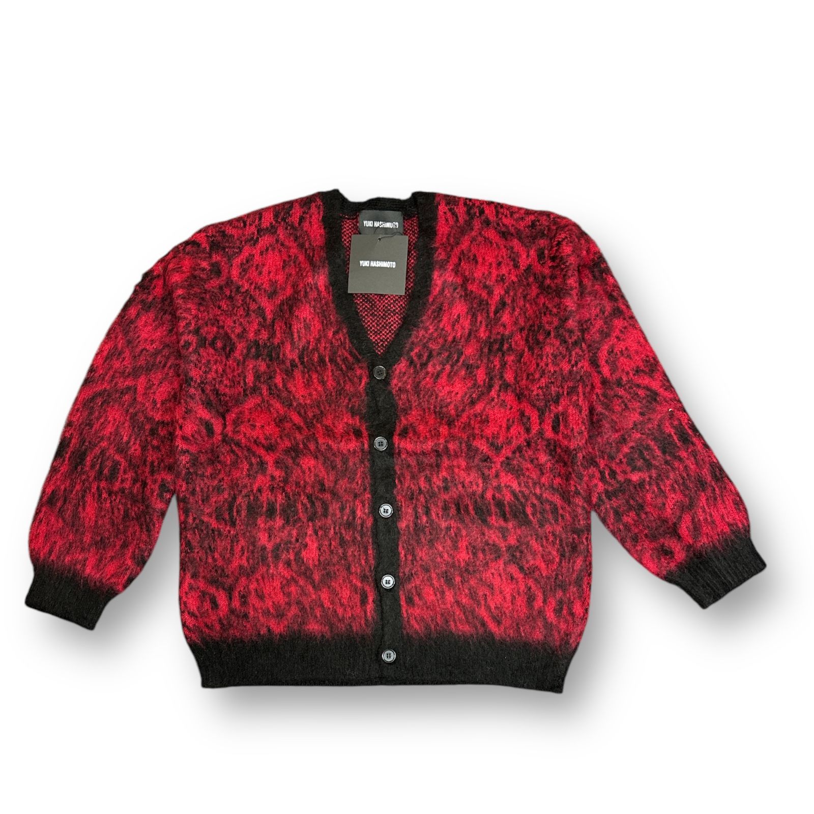 新品 定価57200円 YUKI HASHIMOTO PYTHON PATTERN MOHAIR CARDIGAN 232-01-0501 モヘヤ ニット カーディガン セーター ユウキハシモト L レッド 72817A2