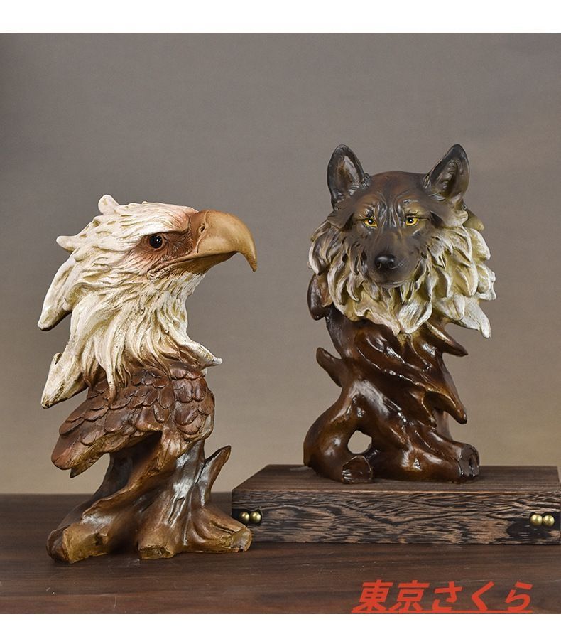 木彫り 鷲 インテリア装飾 新作置物 オブジェ 鷲 バリエーション 木彫りのようなデザイン