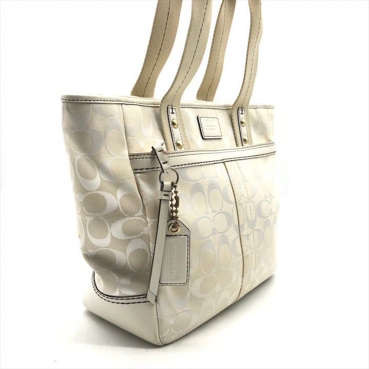 COACH コーチ シグネチャー ハンド トート バッグ クリーム アイボリー  