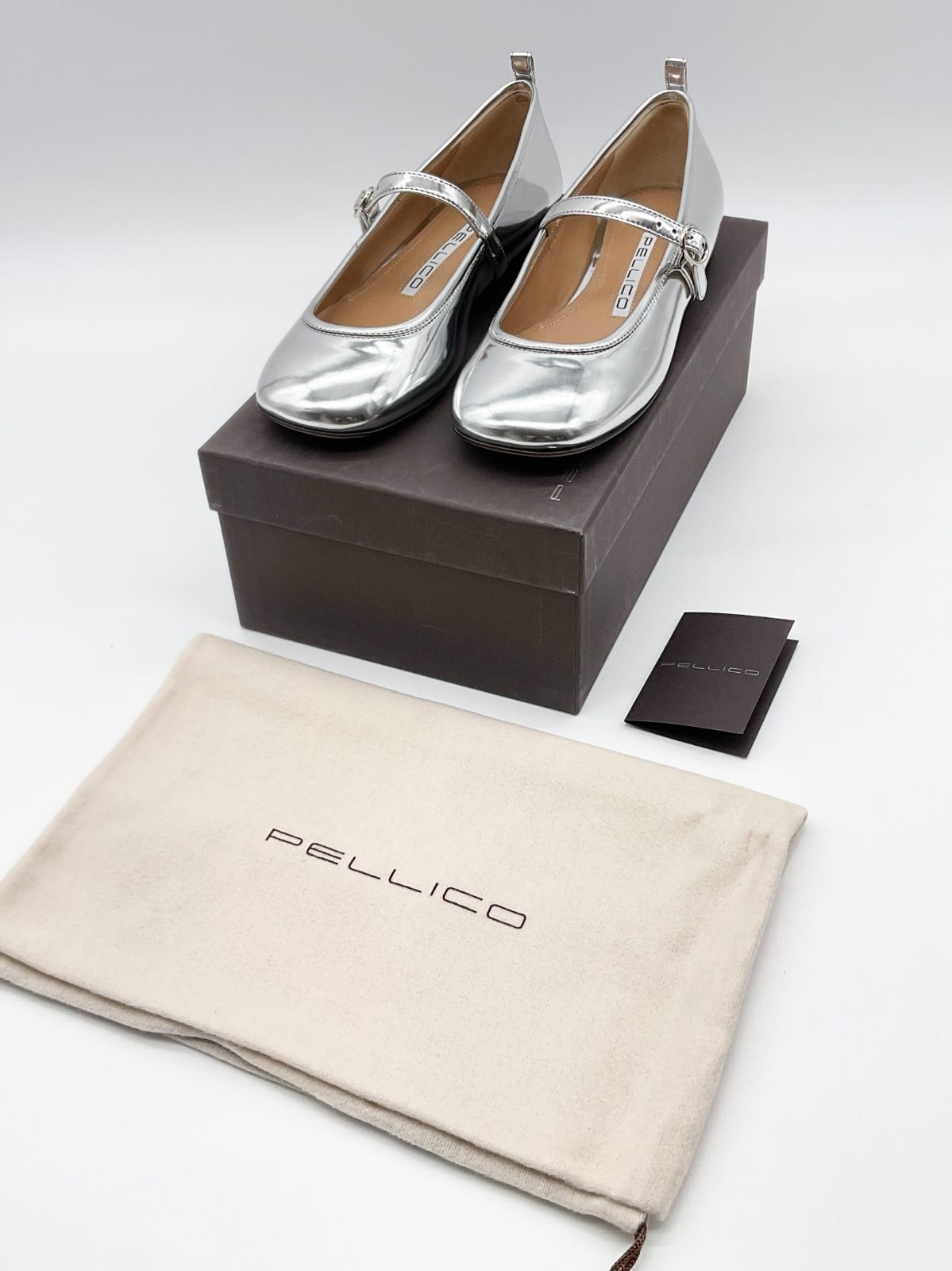 新品 PELLICO ペリーコ 36 シルバー メリージェーンフラットシューズ