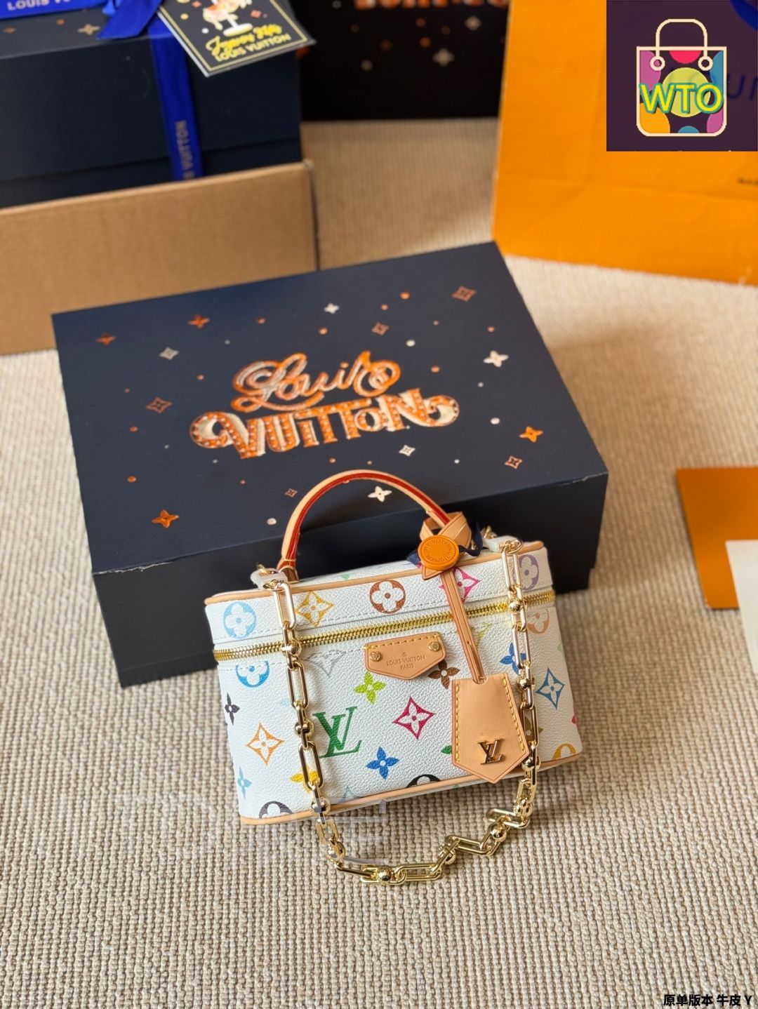 ＊村上隆コラボ＊【Louis Vuitton】ヴァニティ チェーン ポーチ 今日特価】LV x Takashi Murakami White Multicolor Vanity