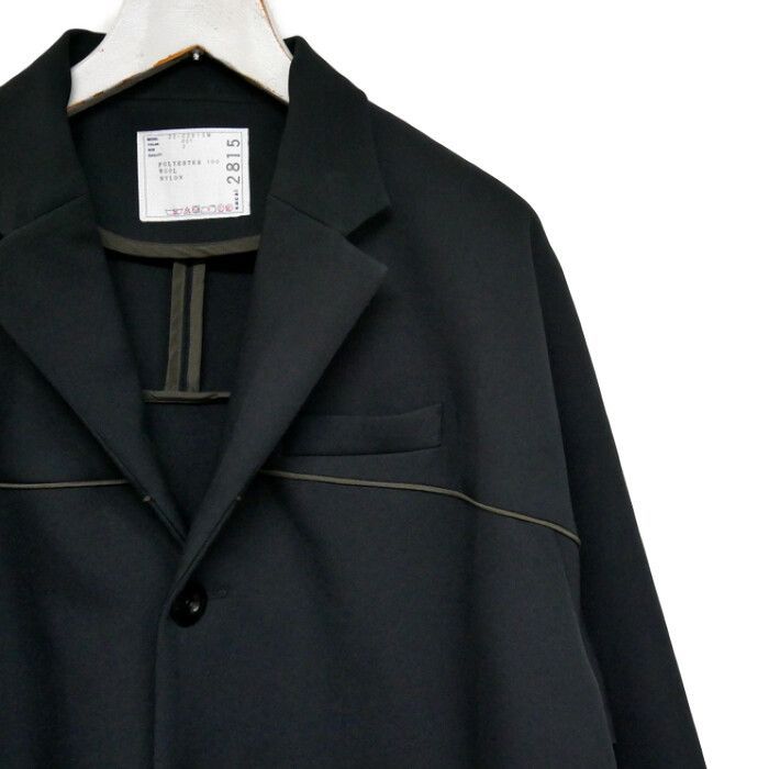 sacai サカイ 国内正規 22AW Technical Jersey Jacket テクニカルジャージージャケット ドローコード テックウェア  22-02815M 日本製 定価99000円 BLACK ブラック 黒 2