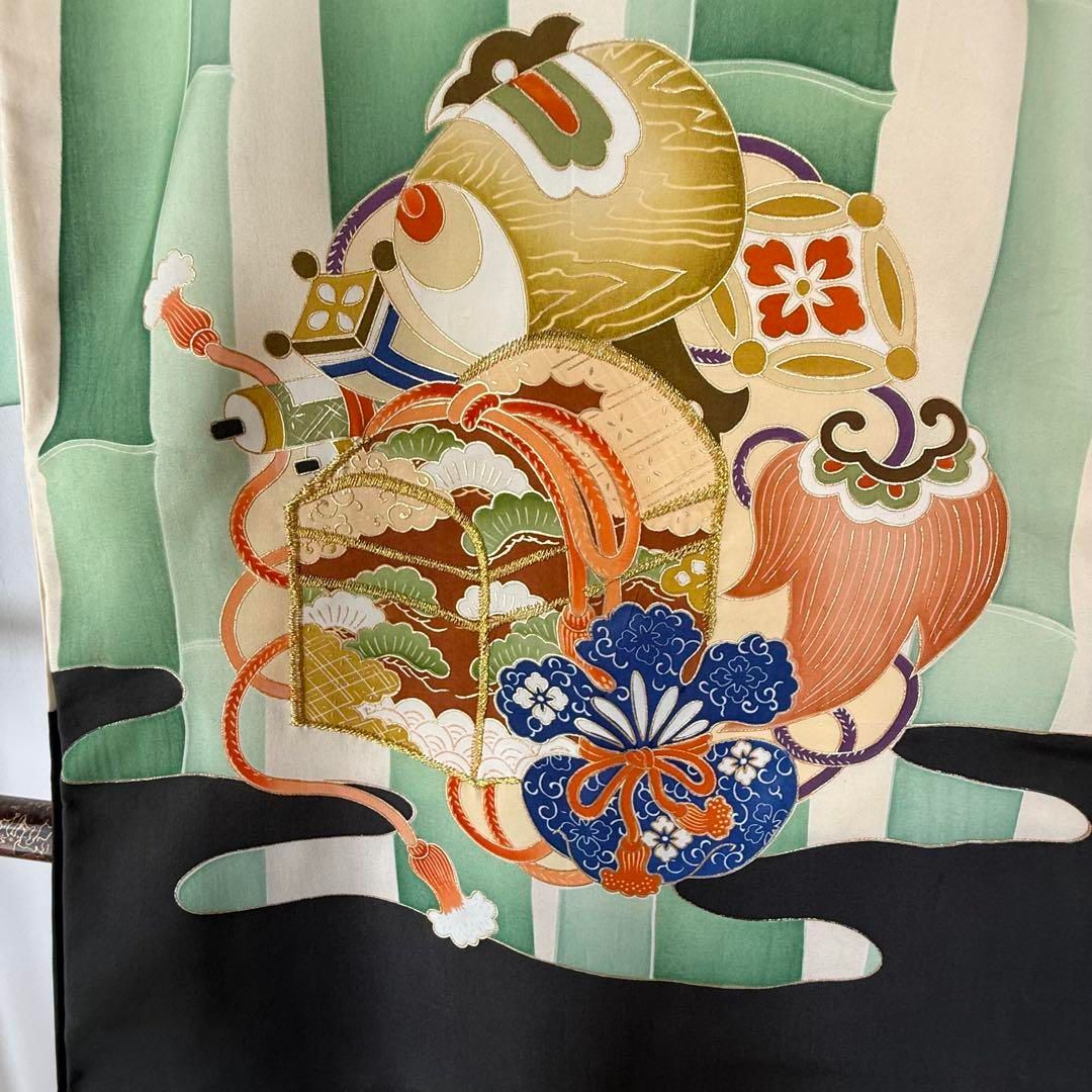 お宮参り 産着 男の子 正絹 お着物 鷹 刺繍 レトロ お宮参り産着