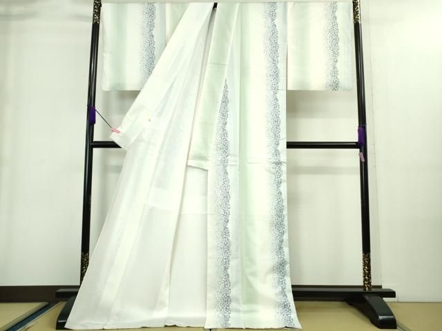 平和屋本店□極上 本場大島紬 白大島 白鳳 9マルキ ロング丈 桜の純