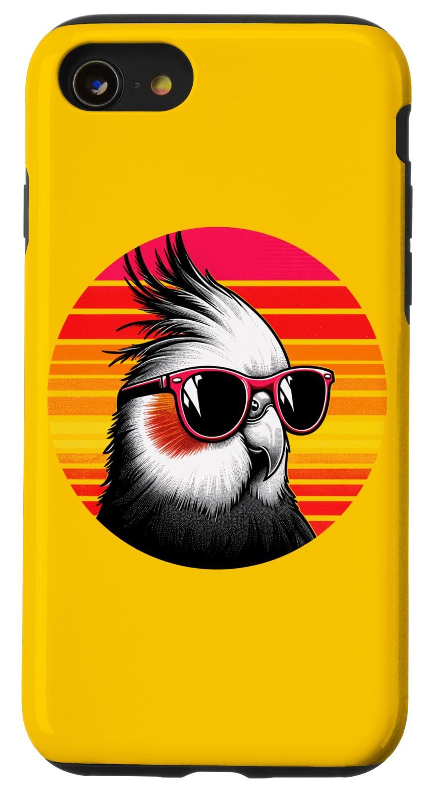 【人気商品】iPhone SE (2020) / 7 / 8 オカメインコ 鳥 サングラス サンセット レトロスタイル ヴィンテージ 70年代 スマホケース