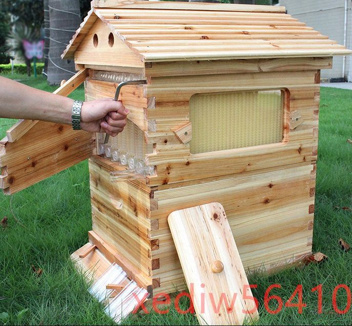 分蜂間近！！観察用窓付き、サイドドア開閉式、日本蜜蜂巣箱、日本ミツバチ巣箱、 分蜂間近！！観察用窓付き、サイドドア開閉式、日本蜜蜂巣箱、日本