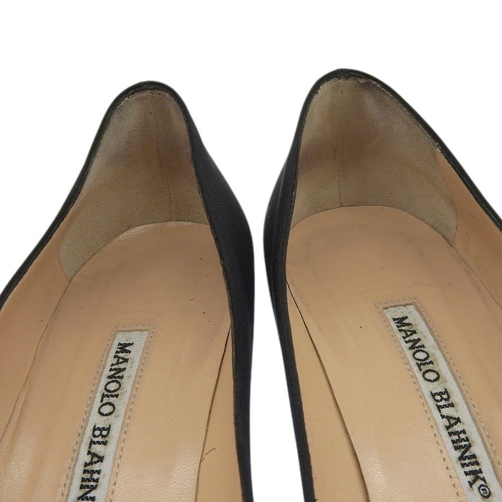 マロノブラニク　ブラックパンプス MANOLO BLAHNIK マノロブラニク サテン BBパンプス レディース