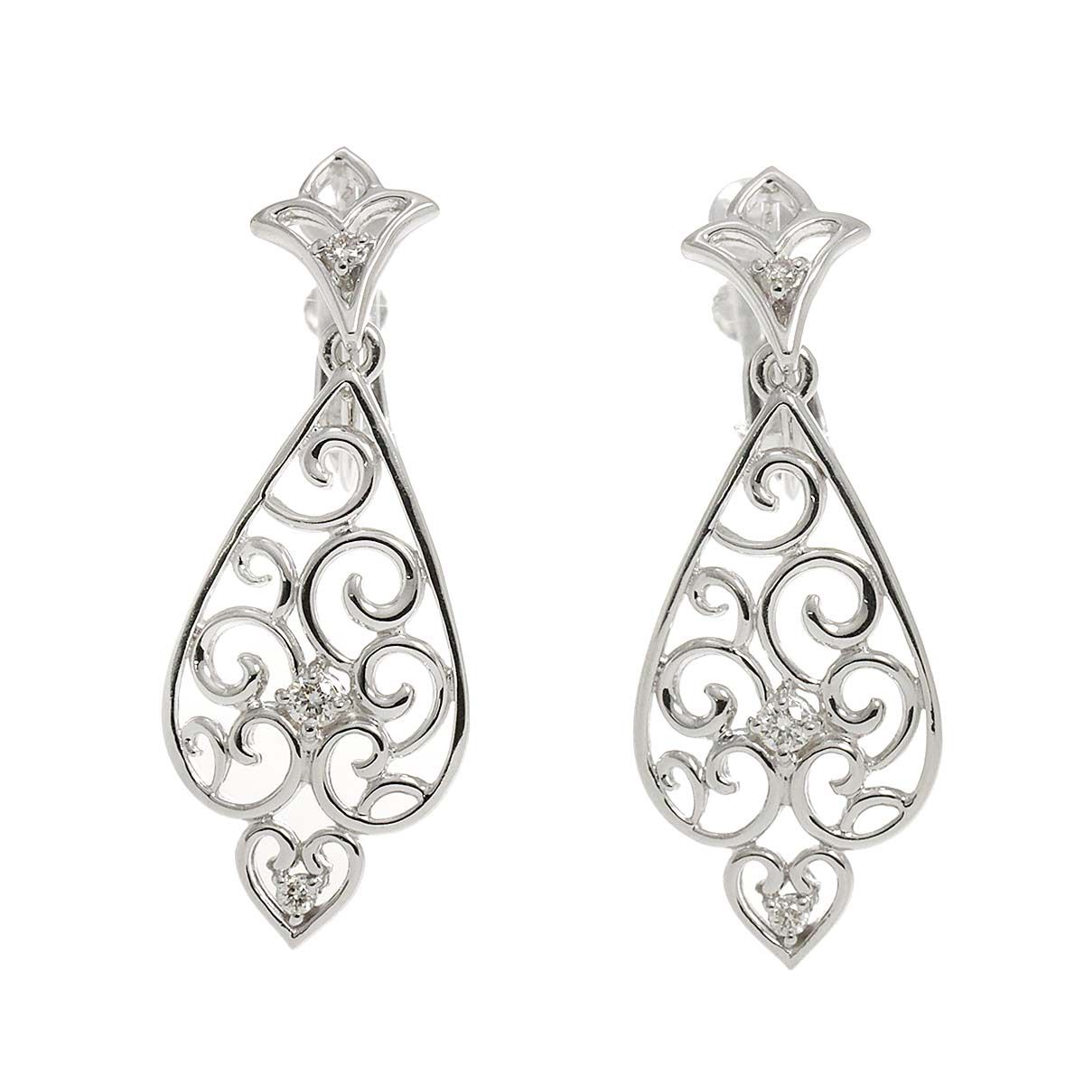 K18 ( 750 ) ピアスイアリング ダイヤ 0.05ct/0.05ct K18 WG イヤリング ホワイトゴールド 750