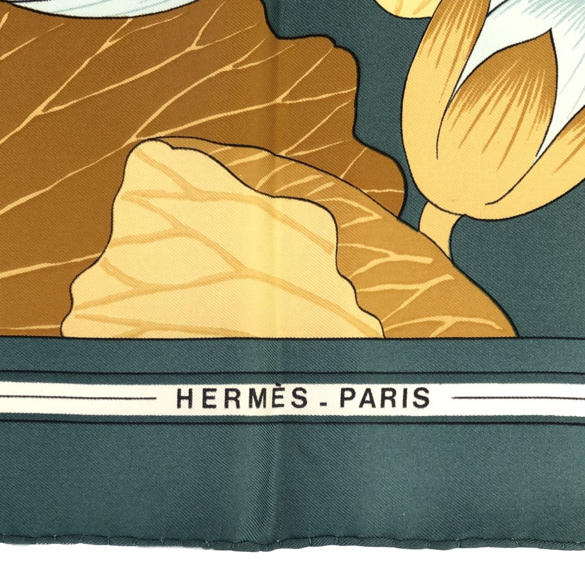 HERMES エルメス カレ90 FLEURS DE LOTUS 蓮の花 シルク スカーフ 