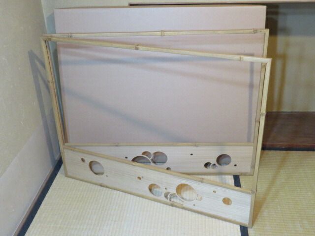 六月◆特売品 惺斉好写 胡麻竹縁 水玉透 京間用腰張風炉先 片面使 税込