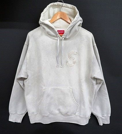 s23g-583x【中古】Supreme　ｼｭﾌﾟﾘｰﾑ　23SS Overdyed　S Logo Hooded Sweatshirt　 Natural/Medium　ﾊﾟｰｶｰ