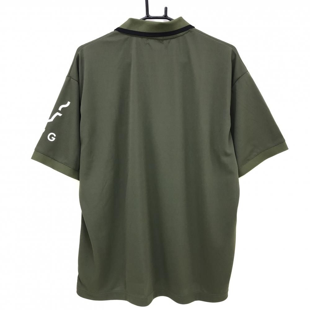 【新品未使用】CPG GOLF カーキポロシャツ 新品】CPG 半袖ポロシャツ カーキ×白 ロゴプリント UVカット