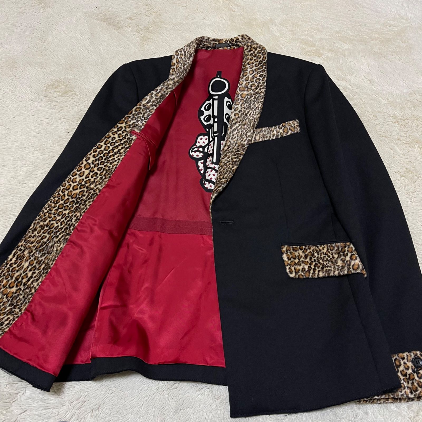 ○美品○ROLL×roar②○レオパードテーラードジャケット○豹・ヒョウ柄