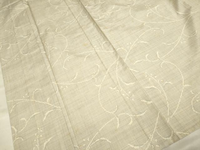 平和屋着物▽本場大島紬 白大島 単衣 9マルキ 草花文 森マツ子謹製