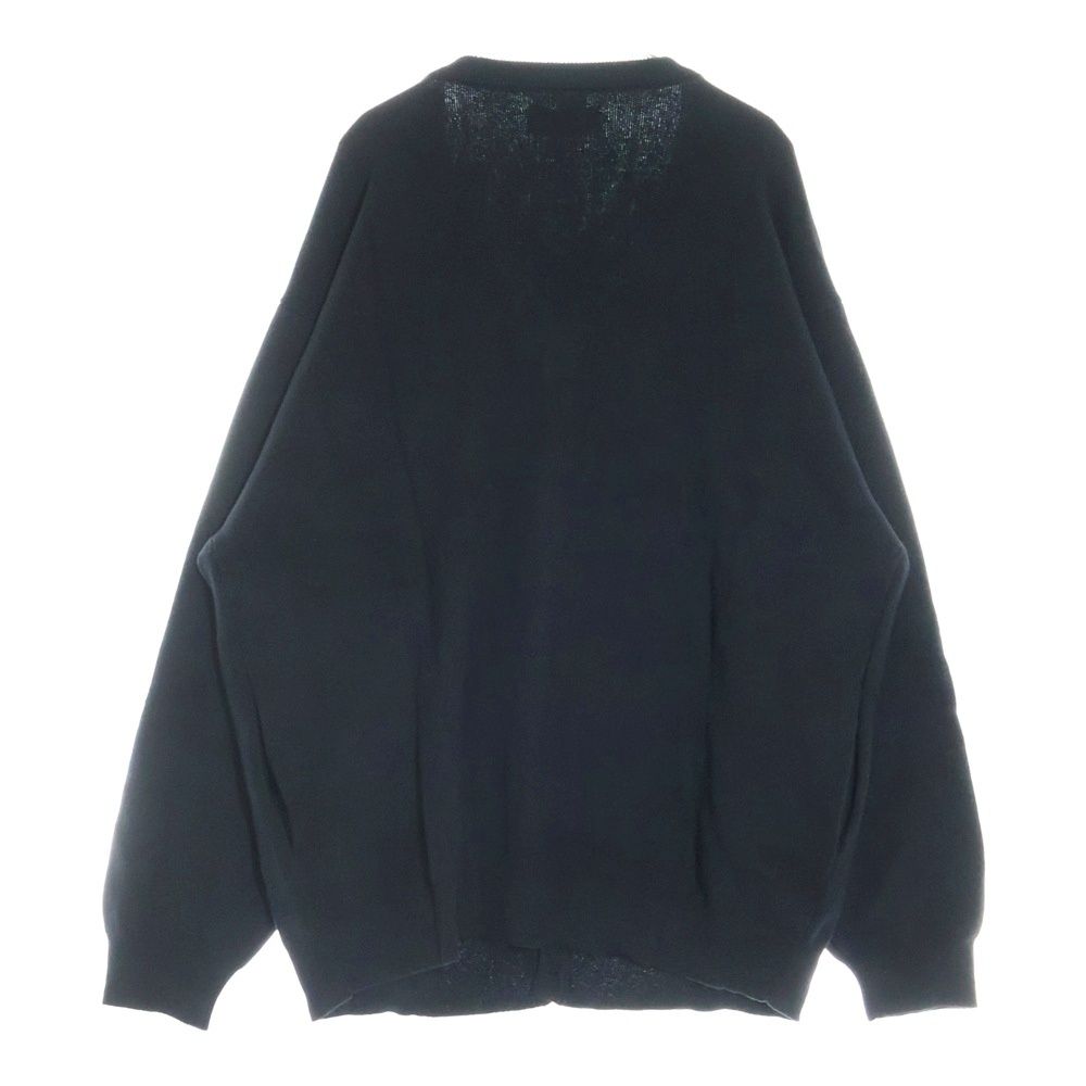 美品 ウィンダンシー カーディガン 刺繍ロゴ ブラック M WIND AND SEA (ウィンダンシー) COTTON CASHMERE KNIT コットン
