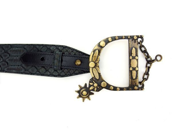 【美品】クリスチャンディオール ベルト ゴールドバックル ブラック Christian Dior クリスチャン ディオール レザー バックル