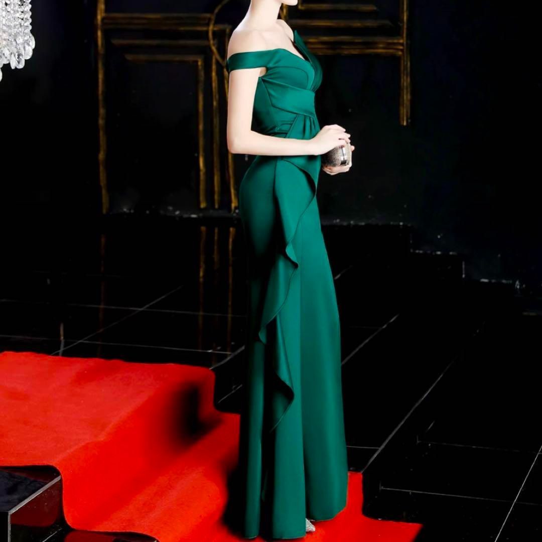 シンプルオシャレなフリルのオフショル イブニングドレス♩.• 楽天市場】イブニングドレス オフショルダー ロングドレス