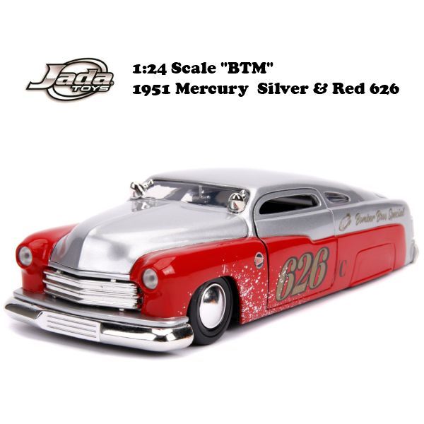 JADATOYS 1/24 BTM 1951 Mercury Silver & Red 626 ミニカー
