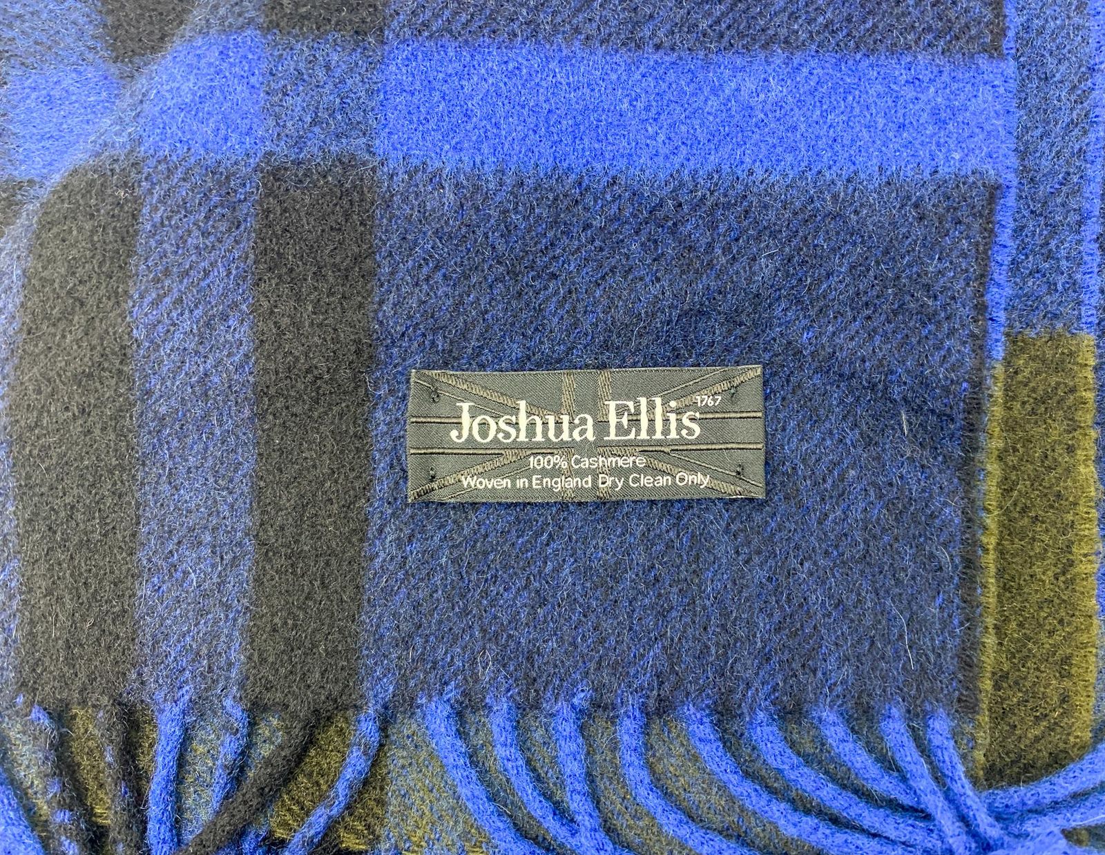 【美品】Joshua Ellis カシミヤ大判 ストール ライトブルー カーキ Joshua Ellis ジョシュアエリス マフラー レディース Ripple