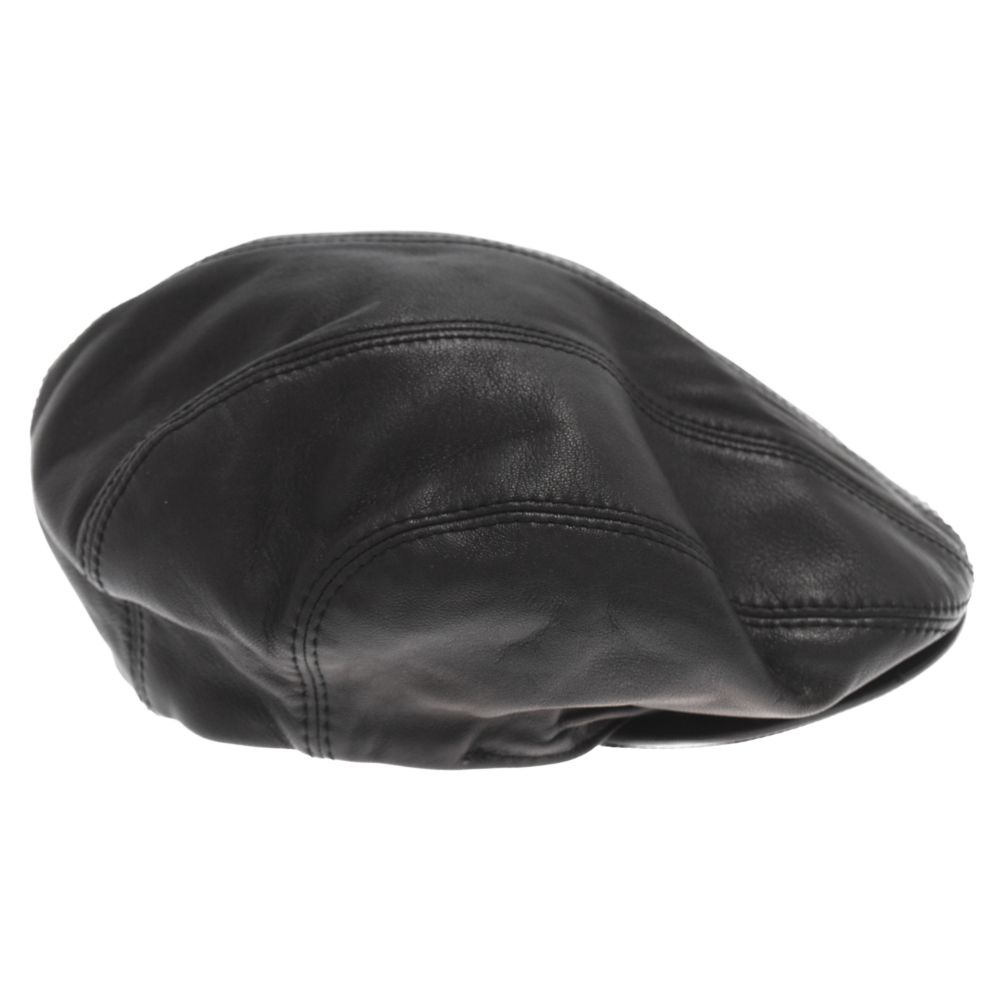 Borsalino (ボルサリーノ) レザーハンチングキャップ 帽子 ブラック 