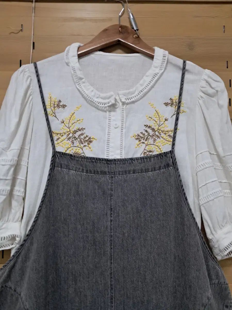 輸入刺繍ブラウス オーバーオールセット 90