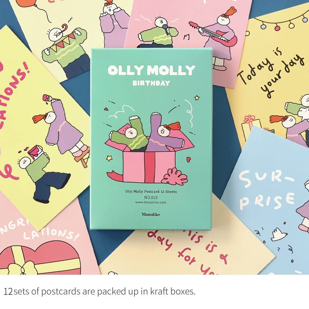 Birthday Molly Olly ポストカード お おめでとう キャラクター葉書 デザイン葉書 グリーティングカード 9 8 x 14 cm オリモリー モノライク