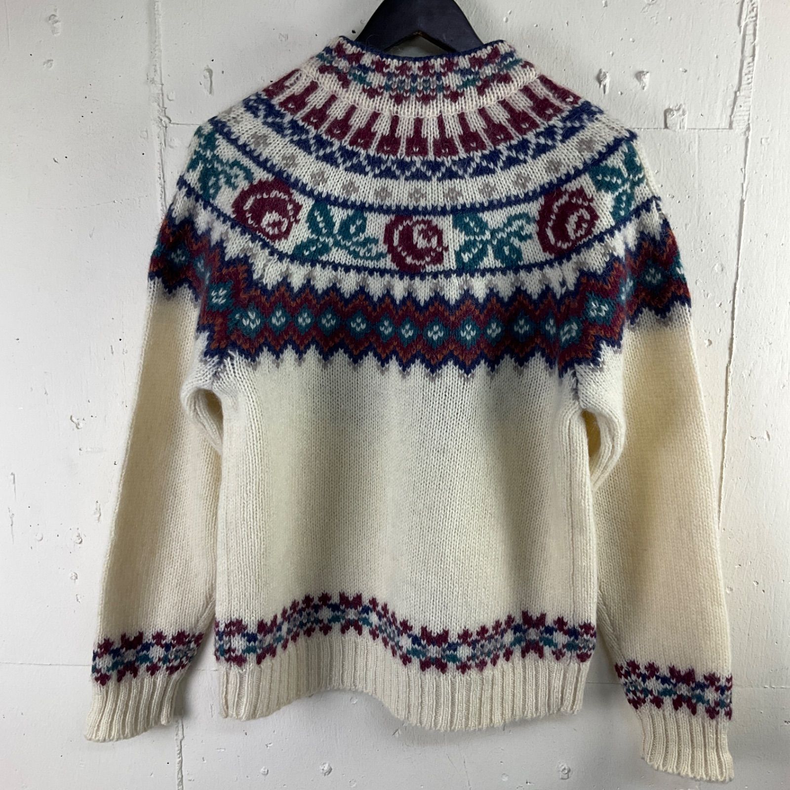 80年代 80s ウールリッチ Woolrich 花柄 ノルディック柄 ウール モヘア 
