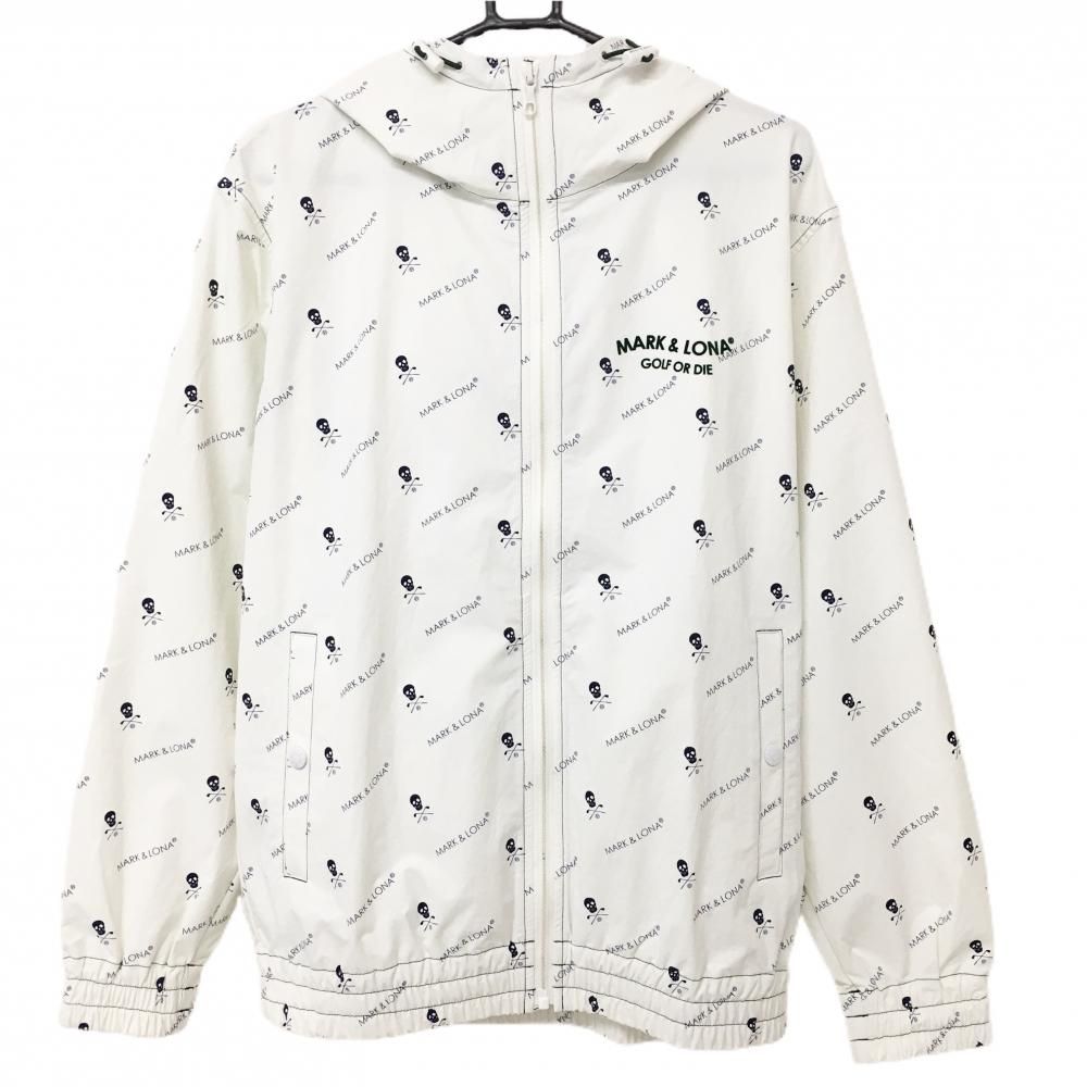 新品】マークアンドロナ ジップパーカー 白×ネイビー メンズ 50(XL  