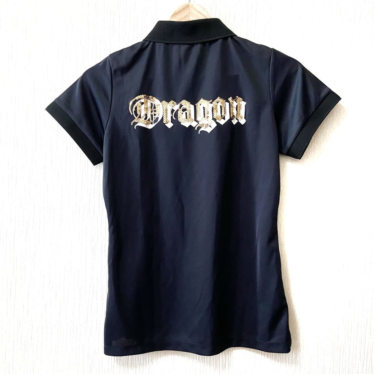 DANCE WITH DRAGON(ダンスウィズドラゴン) 半袖ポロシャツ サイズ2 M レディース美品 - 黒 スカル/スパンコール ポリエステル  - メルカリ