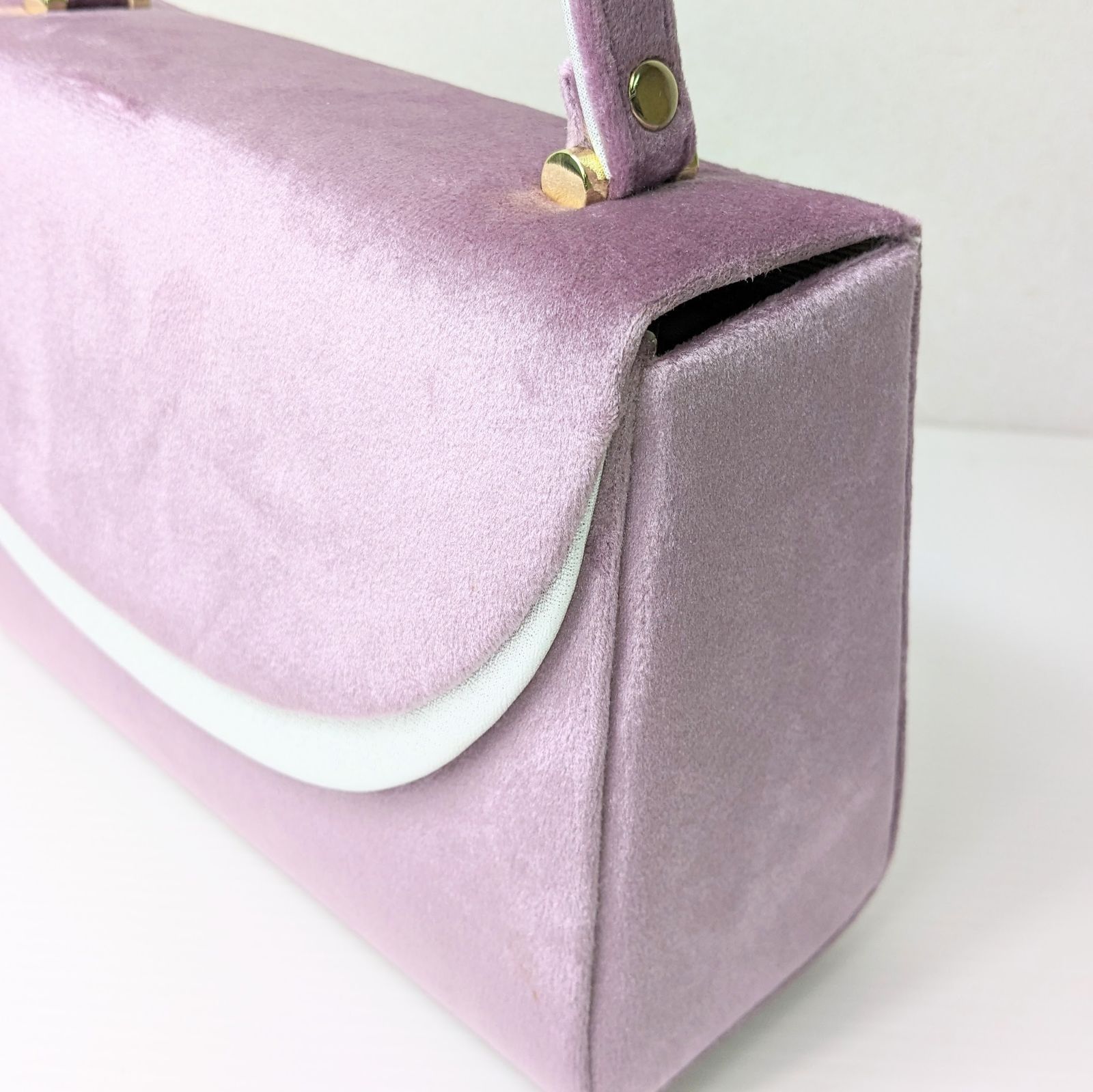 ベロア 3枚芯 草履バッグ セット ニュアンスカラー 紫 パープル