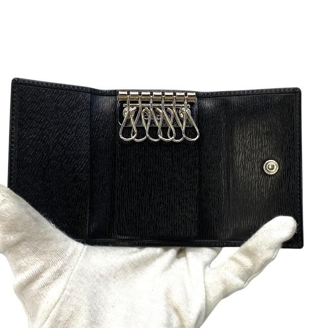 新品未使用 GUCCI グッチ ブラックレザー 6連 キーケース 04579 GUCCI グッチ 04579 6連 キーケース レザー ロゴ ブラック 黒