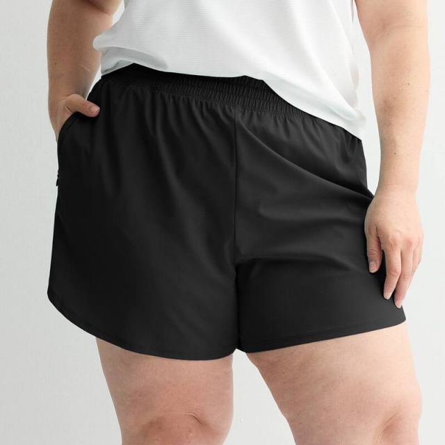 【送料無料】 Tek Gear レディース ハーフパンツ・ショーツ ボトムス Plus Size Tek Gear Woven Run Shorts Mineral Black