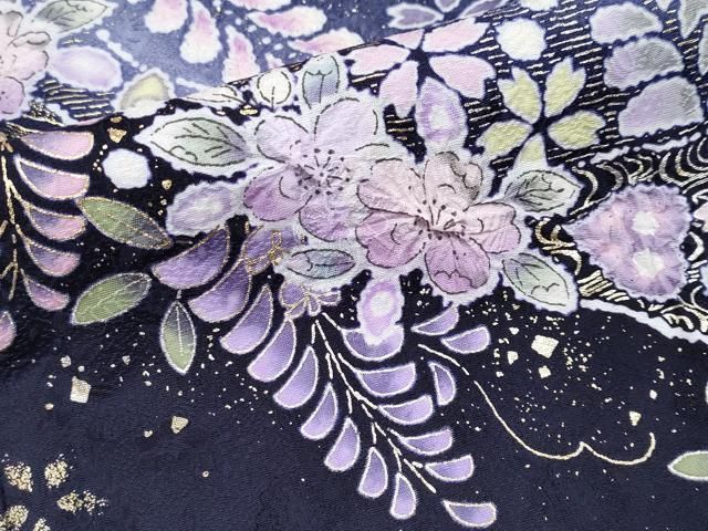 平和屋着物●豪華黒留袖　泰常　辻が花　駒刺繍　絞り　飛鶴花文　暈し染め　金彩　正絹　逸品　AABG7809cs 平和屋着物□豪華振袖 駒刺繍 御所車飛鶴吉祥文 暈し染め 金彩 正絹