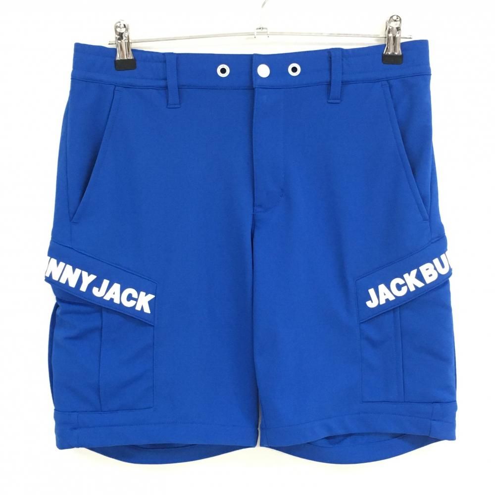 特価【美品】ジャックバニー ハーフパンツ ブルー×白 ポケット口ロゴプリント メンズ 4(M) ゴルフウェア 2022年モデル Jack Bunny