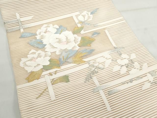 平和屋着物＊夏物 八寸名古屋帯 横段文 正絹 逸品 DAAW4229cm