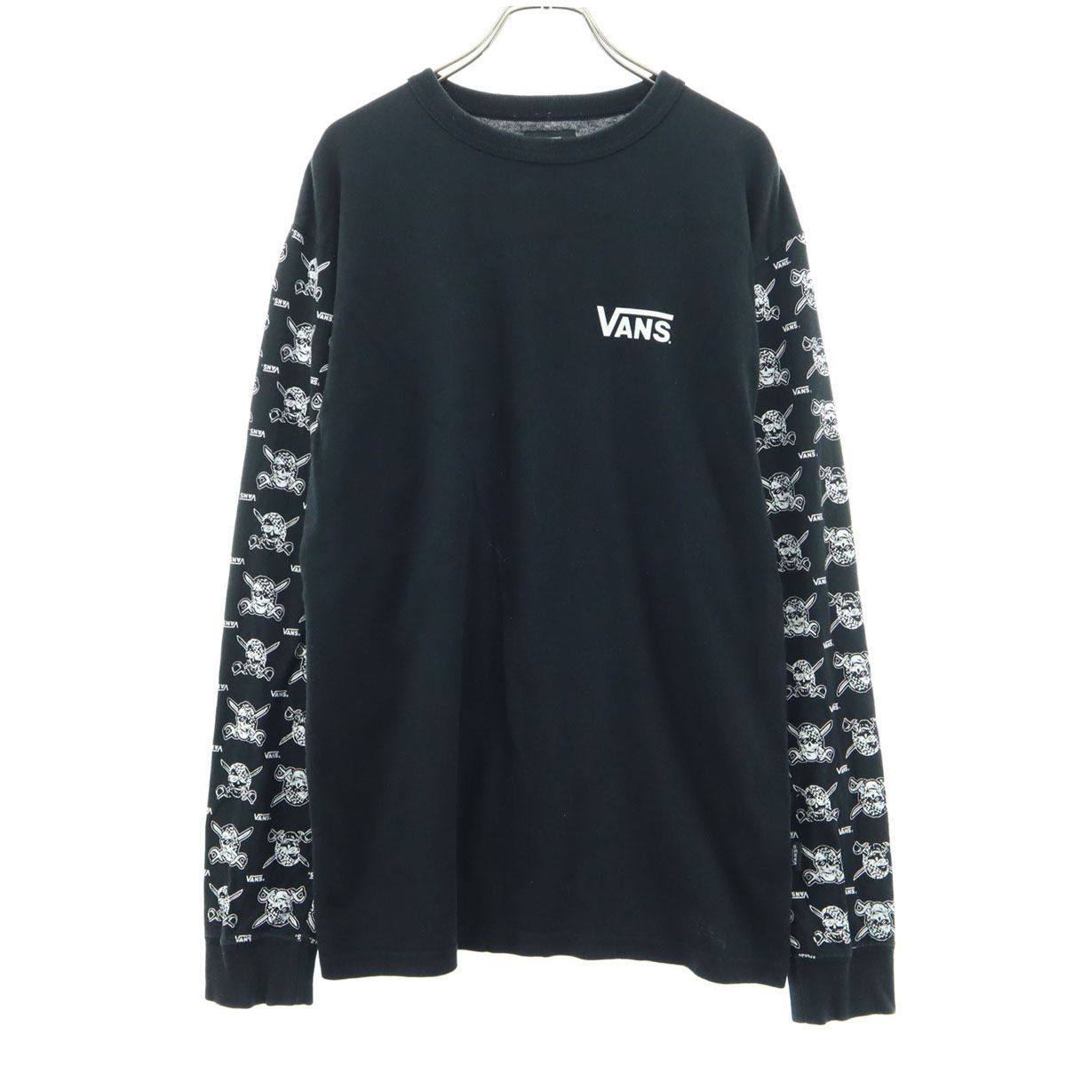 VANS ヴァンズ スカル 袖プリント 長袖 Tシャツ M ブラック ロン