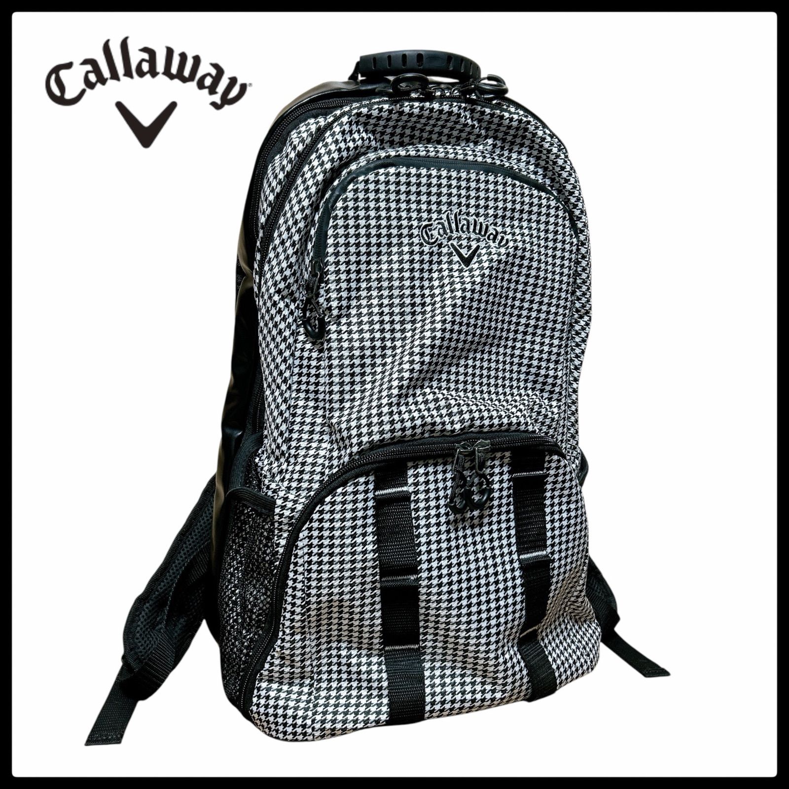 Callaway キャロウェイ ゴルフ バックパック リュックサック 千鳥柄 ブラック系 3層 大容量 KH1607 ゴルフバッグ