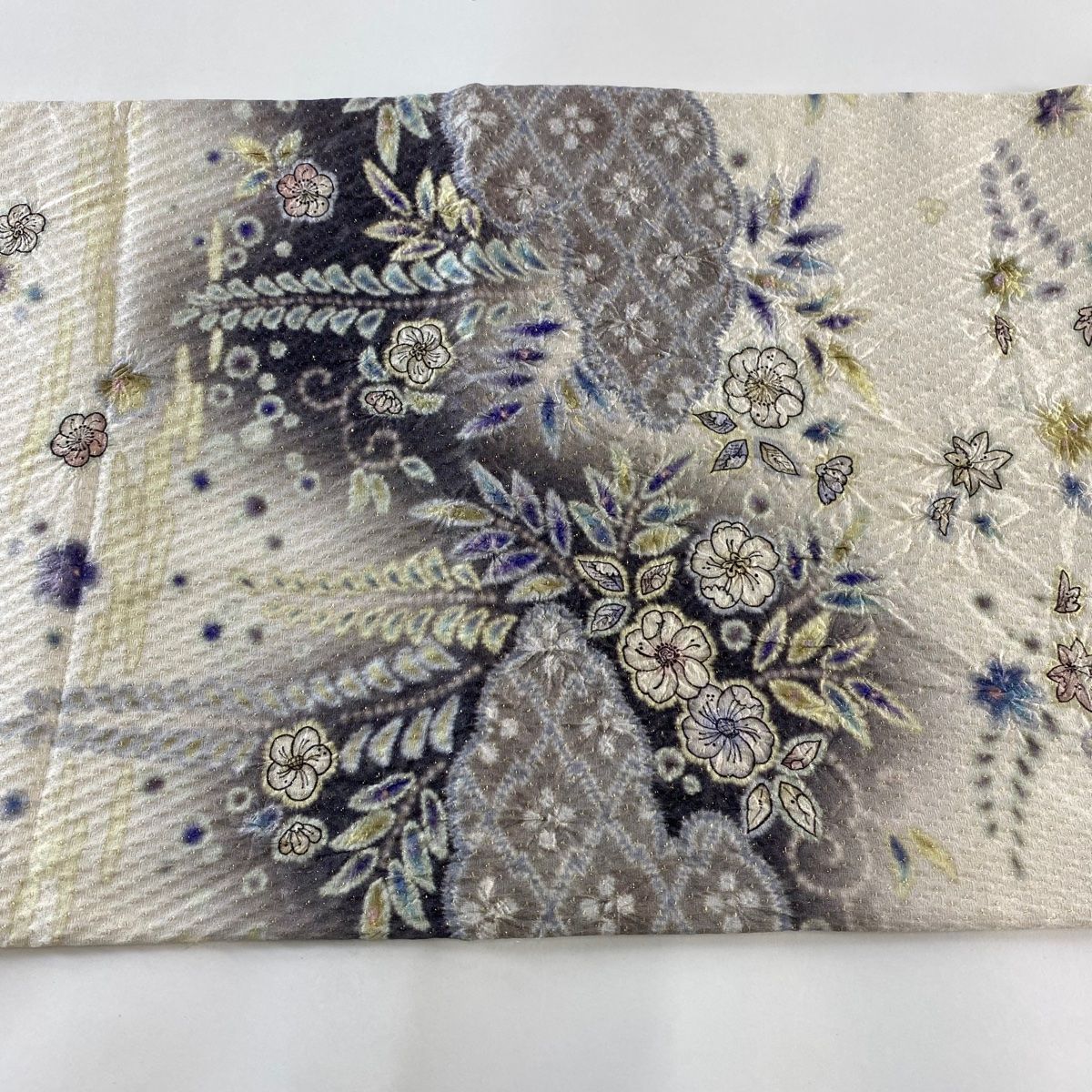 【美品】袋帯　紫色 花柄刺繍 ✨新装帯 紫刺繍入り✨ なくっ
