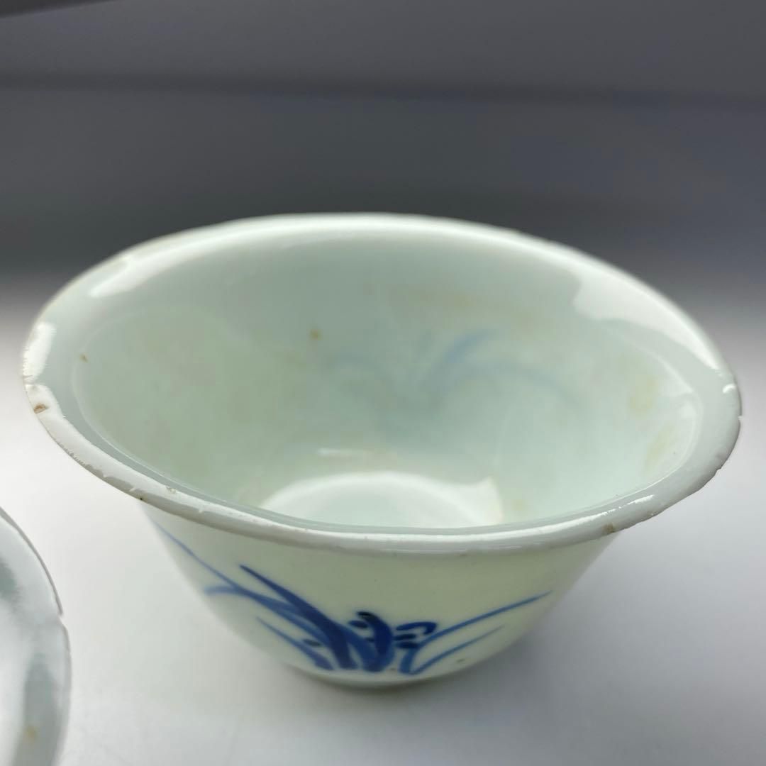 中国清朝期 青花煎茶碗3客 直径約8㎝ 東Y6-0703①タカチ 【公式通販】