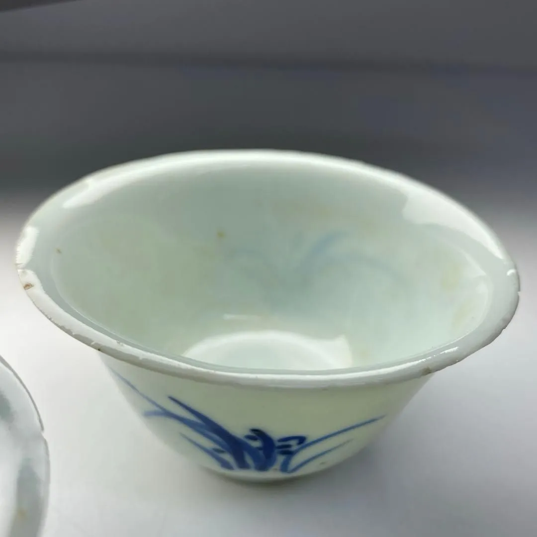 中国清朝期 青花煎茶碗3客 直径約8㎝ 東Y6-0703①タカチ 【公式通販】