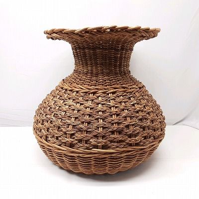 24k-039h 【中古】あけび蔓 アケビ 細工 籠 かご 花器