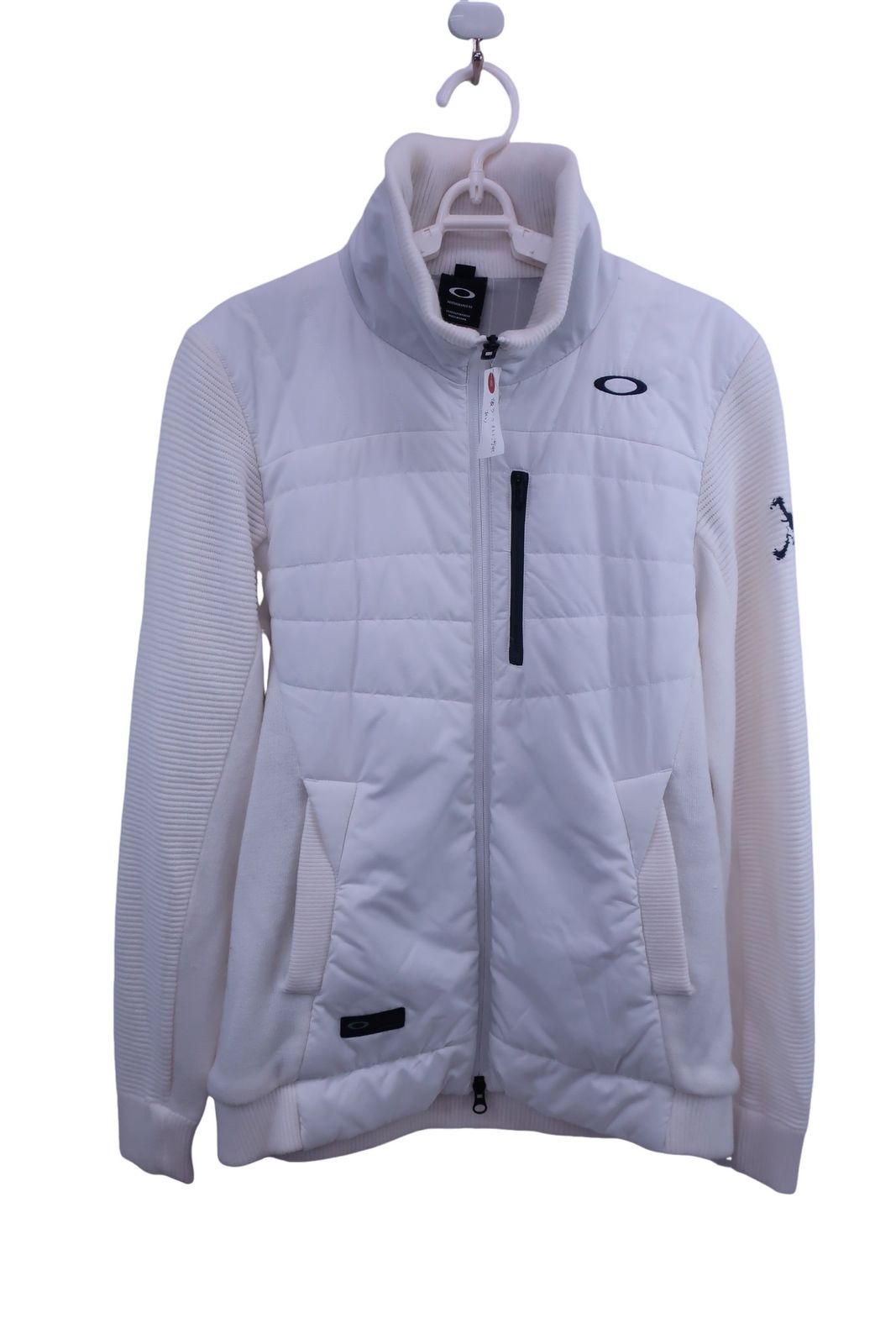Oakley フルジップジャケット ホワイト/グレー Mサイズ　美品 OAKLEY(オークリー) フルジップジャケット 白 メンズ M ゴルフ